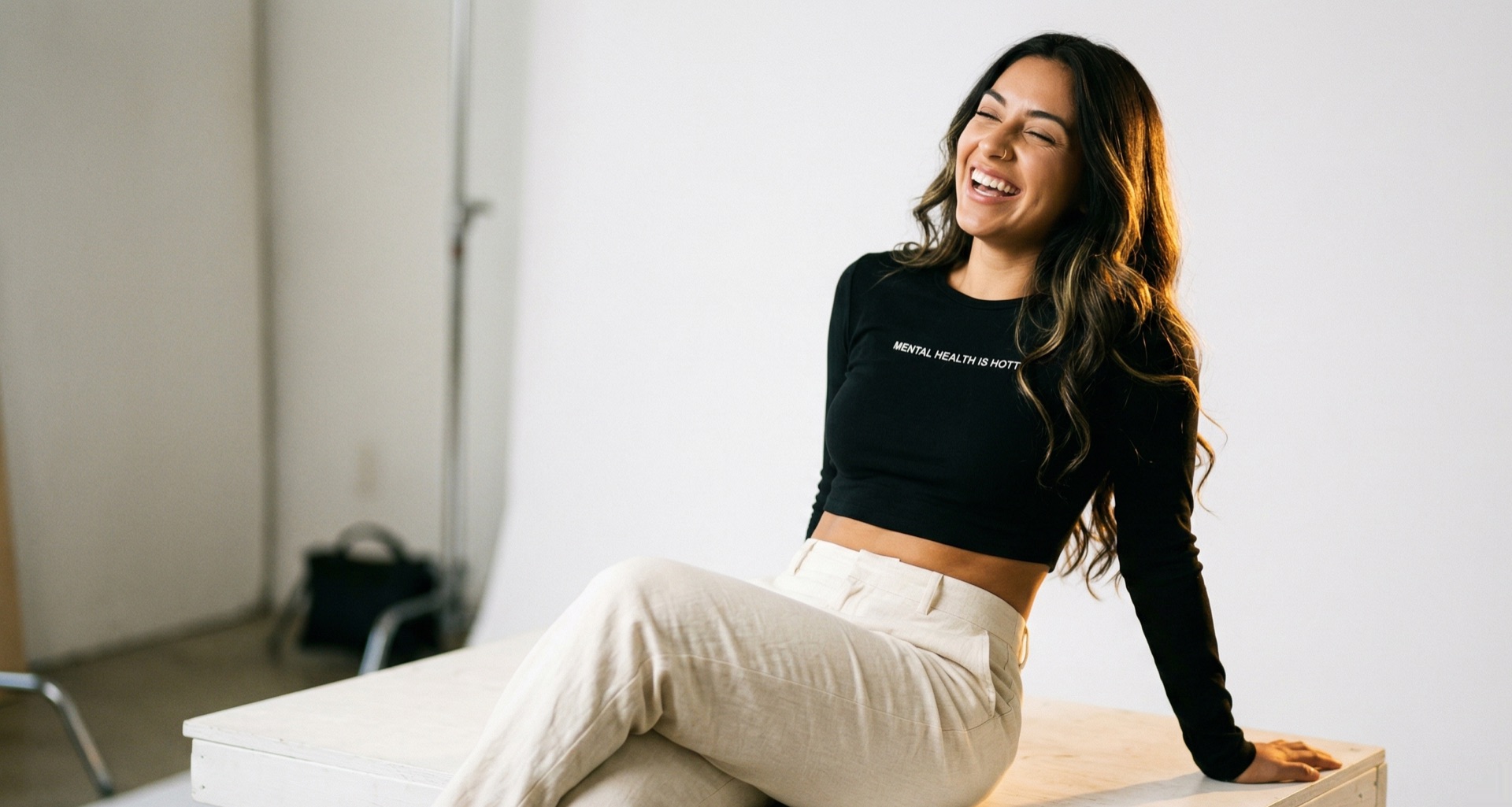 Black Crop Top — Laughing