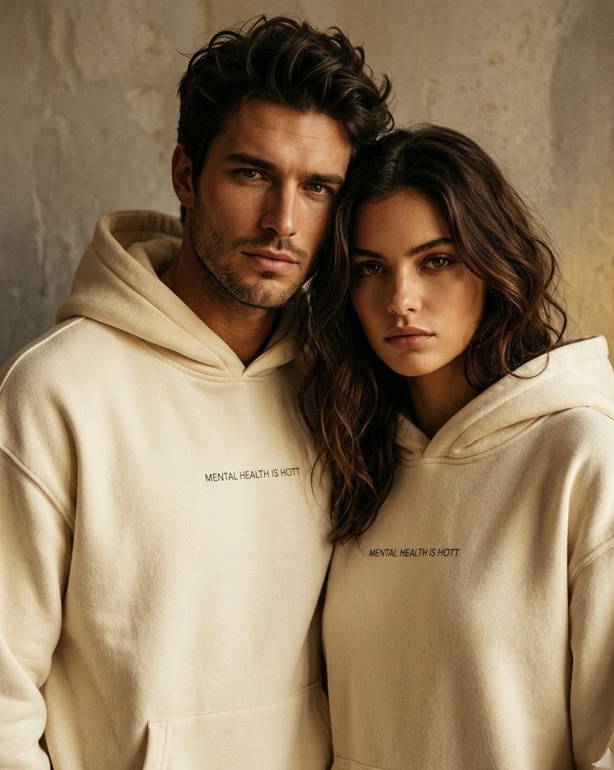 Cream Hoodie — Intimate couple